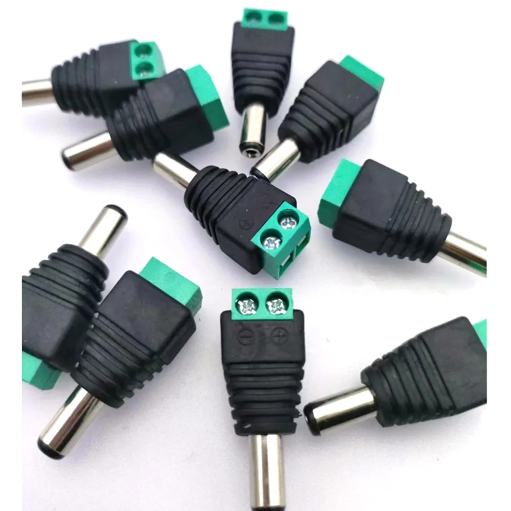 5.5*2.5 Solderless DC Plug 5.5*2.5 DC Male Connector Female Connector Power Plug Cord Thick Surveillance Camera Universal