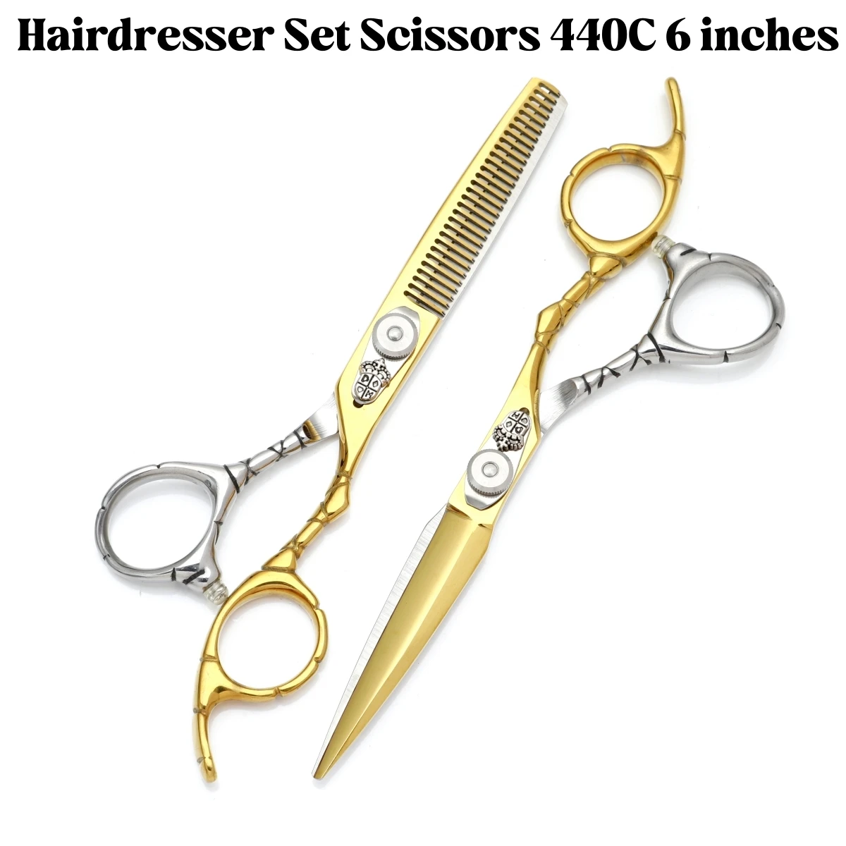 

6 Inch Professional Hairdresser Scissors Set 440C Multifunctional Thin Hair Cutting Shears for Salon Family Haircut Tools