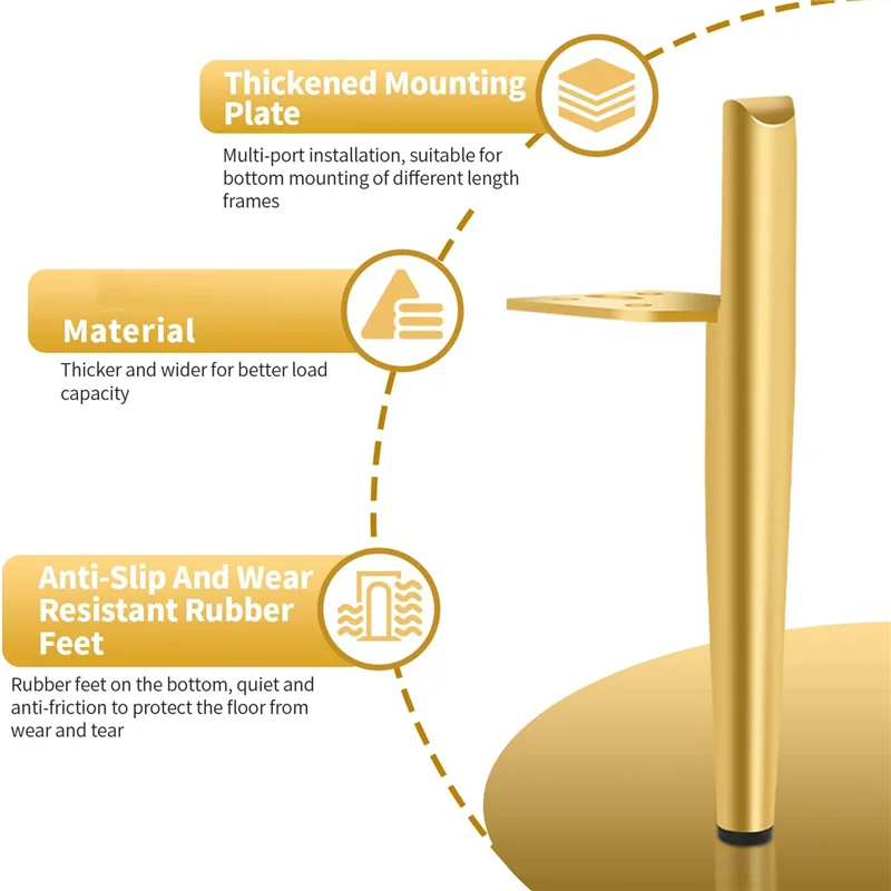 أرجل طاولة قابلة للتعديل أقدام أثاث ارتفاع 19.5 سنتيمتر أرجل طاولة معدنية ذهبية أقصى حمولة 600 كجم أرجل قطع الأثاث أريكة خزانة القدم Fe #5