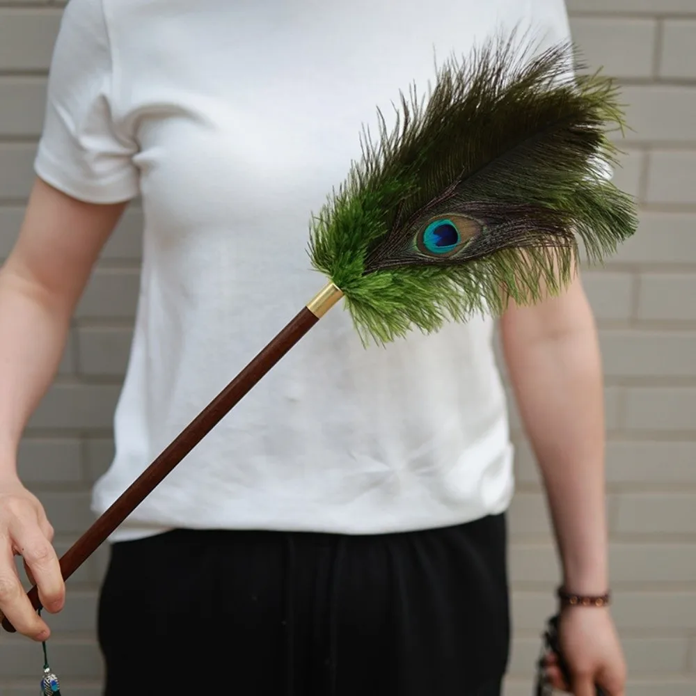 Portable Peacock Ostrich Feathers Duster Brush Handle Anti-static Cleaning Tools Removal Dusters Multi-function