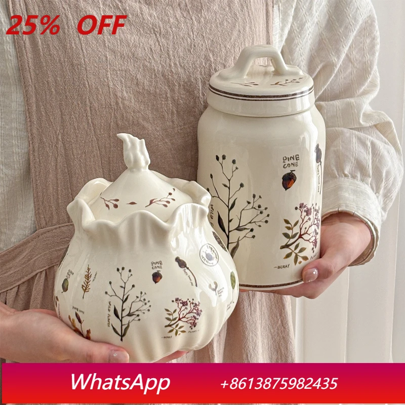 

LTT Vintage Mori Storage Jar Ceramic Jar with Lid Kitchen Countertop Soft Jar