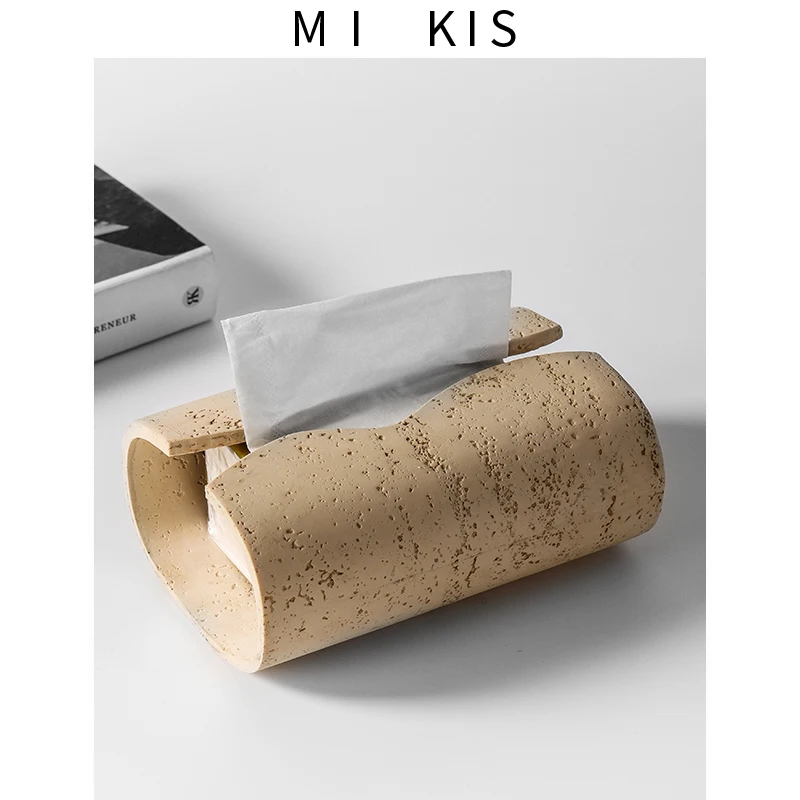 

Creative wabi-sabi multi-functional tissue box, high-end light luxury coffee table ornament in the living room