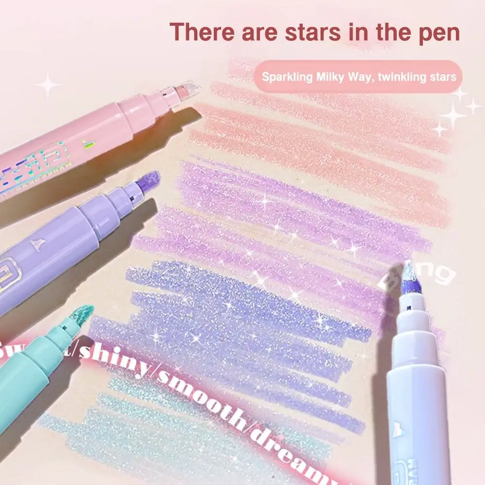 4PCS/Set Durable High Gloss Glitter Highlighters Plastic Colorful Shiny Fluorescent Pen Draw Doodle Pens School Office Supplies