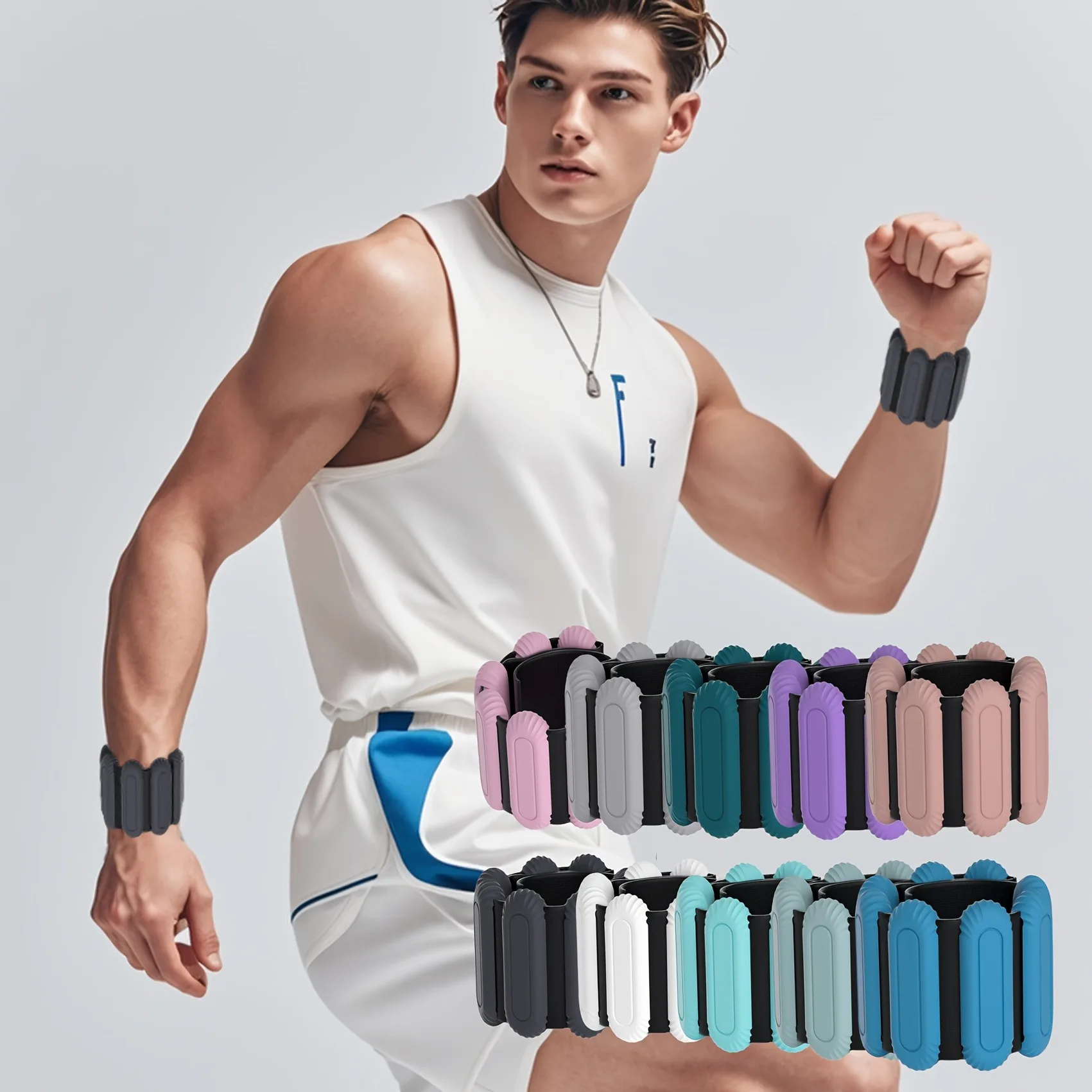 Adjustable Ankle and Wrist Straps, 1 Pair (520g), Unisex, Black Velcro, Suitable for Home Gym, Pilates Running, Strength Train