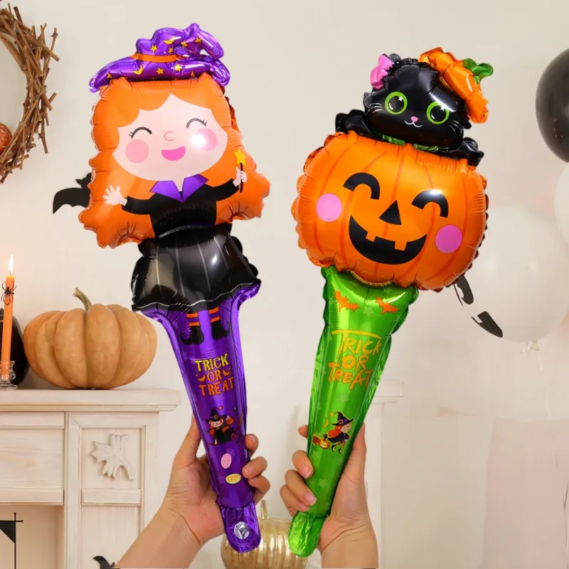 30/10 sztuk Halloween nadmuchiwany balon kij aluminiowy balon foliowy dynia wampir duch ręczny balon prezenty dla dzieci zaopatrzenie firm