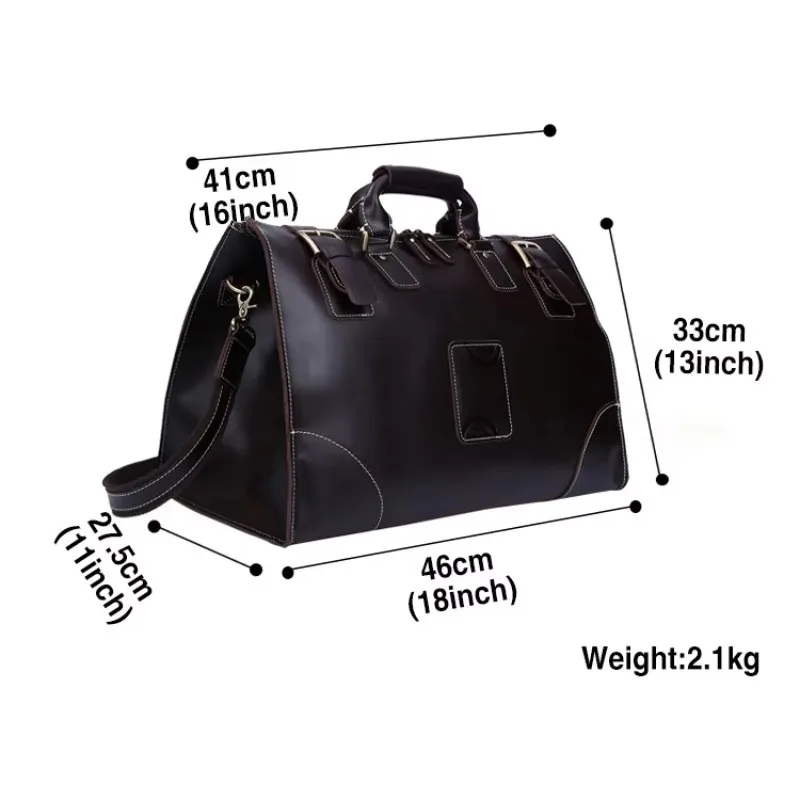 

High Quality Black Full Grain Leather Weekend Bag Large Capacity Overnight Travel Tote Bags