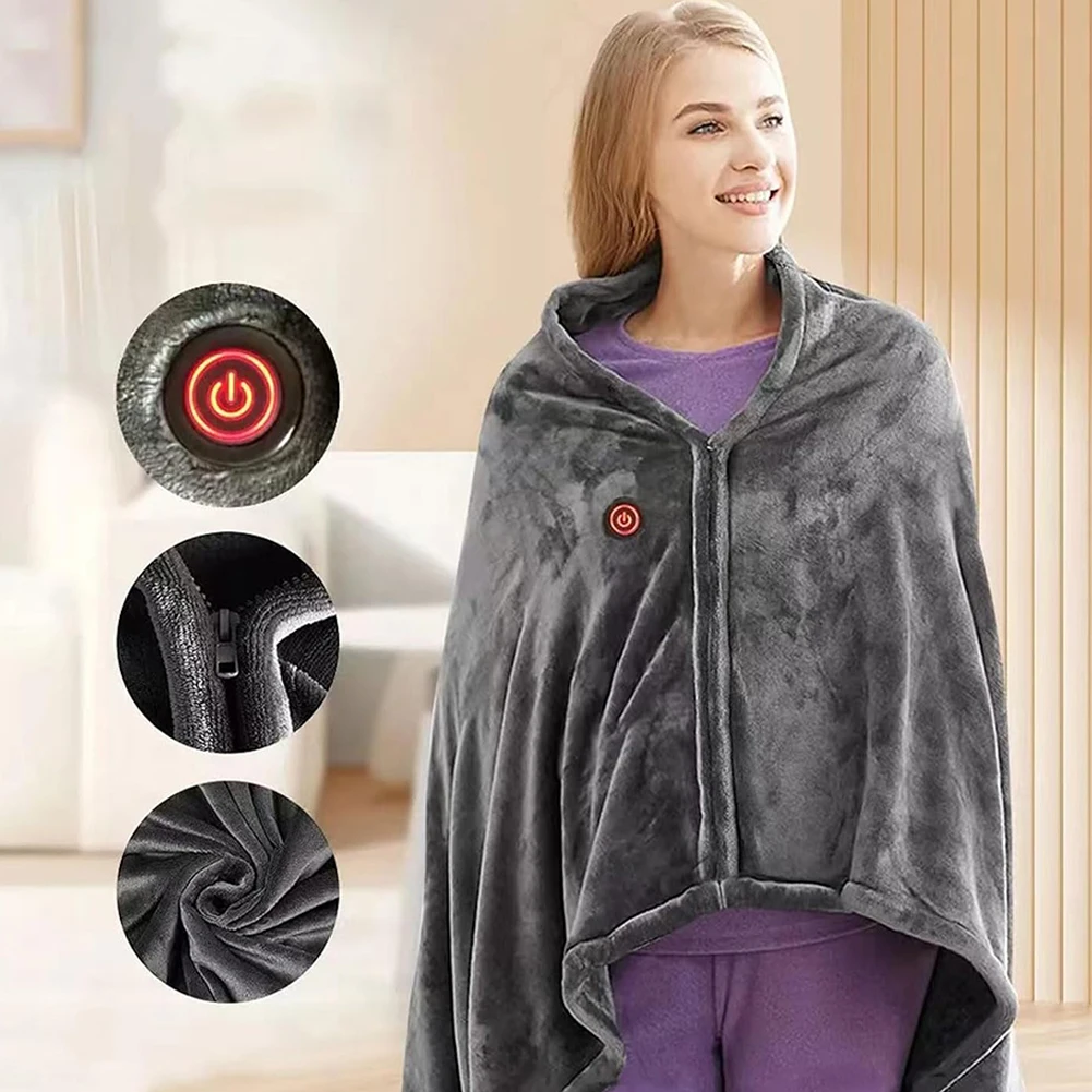 

Wearable USB Electric Heated Blanket Heating Electric Blanket Shawl USB Heated Blanket Shawl for Home Office