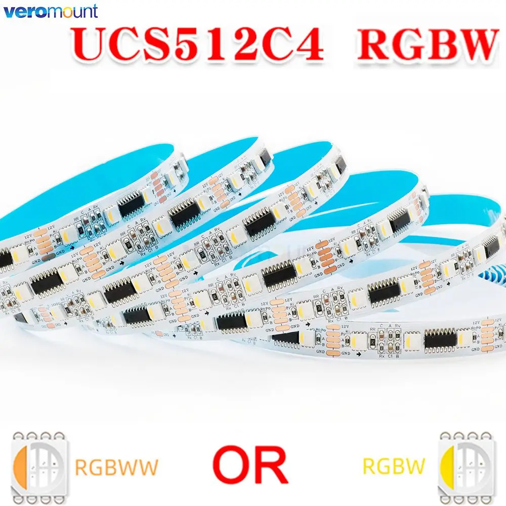 5m DMX512 Pixel LED Strip 5050 RGBCW RGBWW 4 in 1 SMD Full Color External IC UCS512 Programmable Addressable Light 12V 24V DC