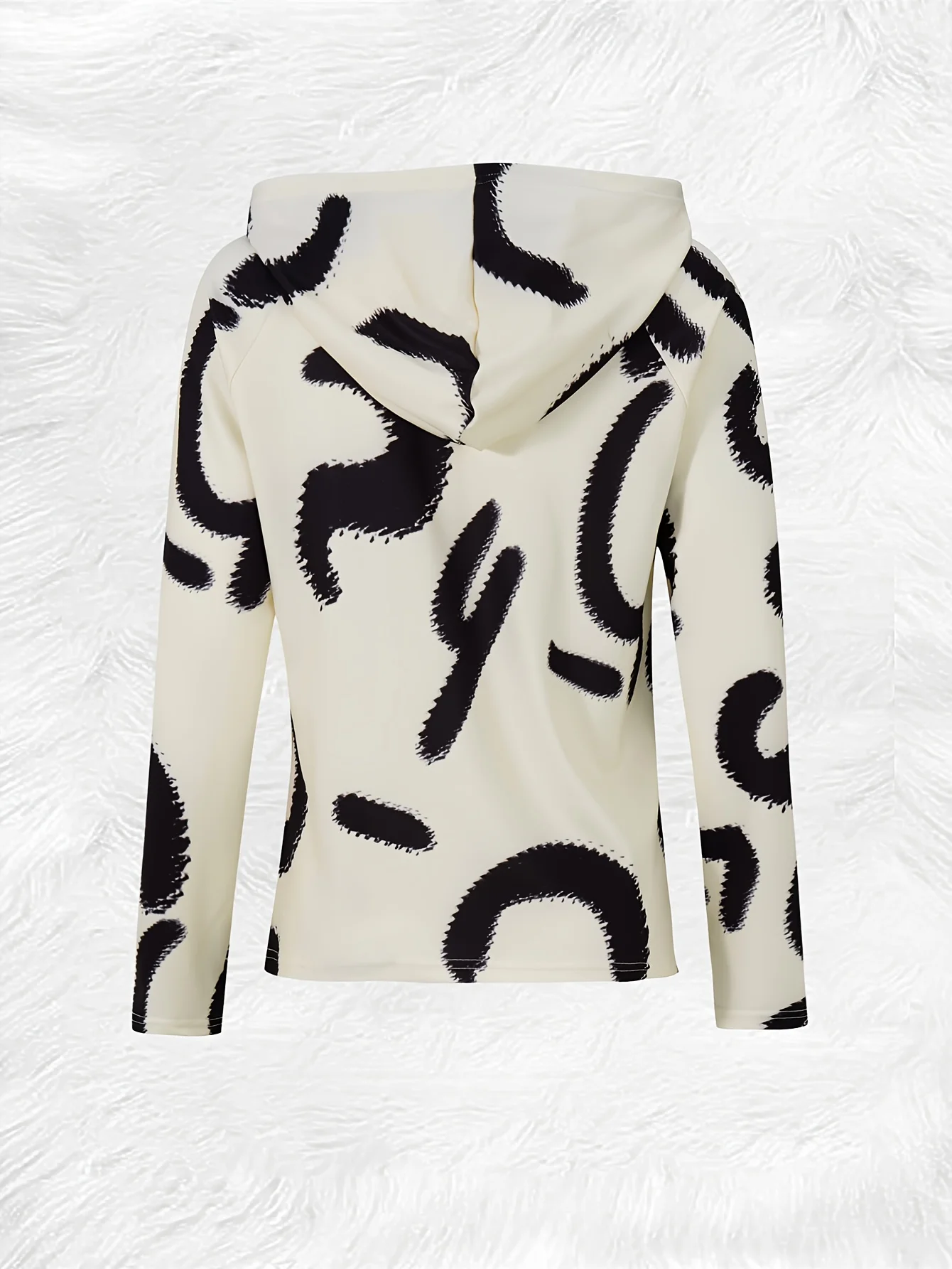 styles casual style Abstract Black Curved Lines Pattern hooded jacket
