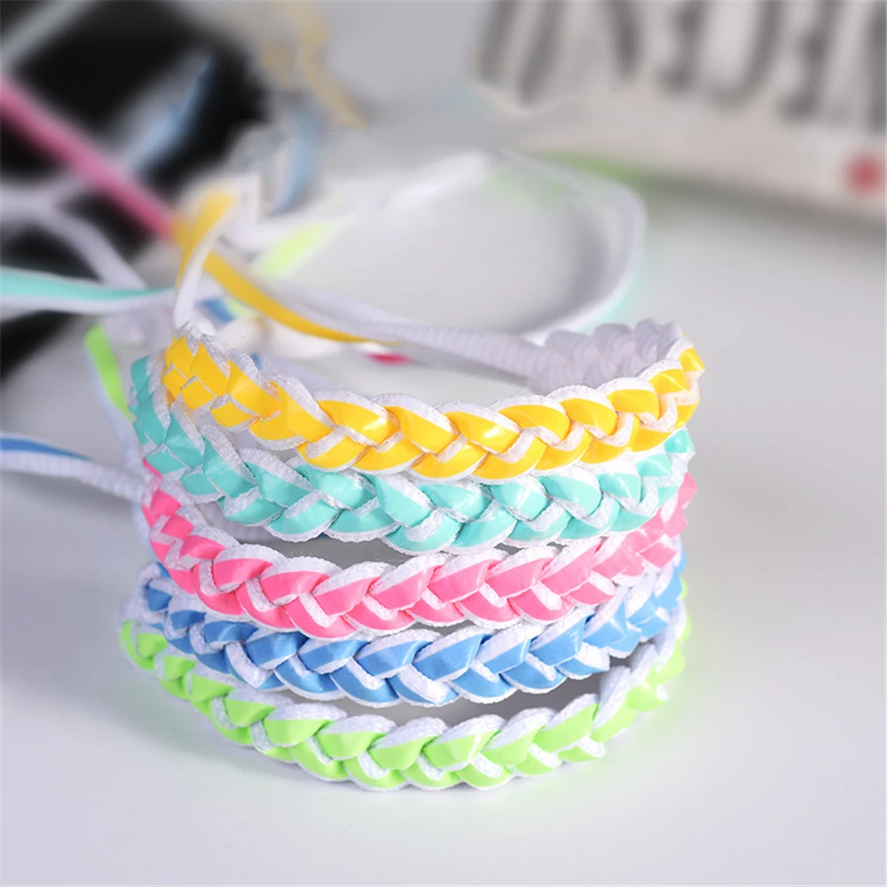 1Pair Semicircle Reflective Shoelaces Luminous Sneakers Shoelace Laser Shoe laces Fluorescent Laces 100cm Programmable Bracelet