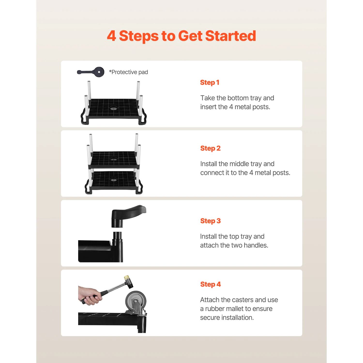 SucceBuy 3-Tier 300/500Lbs المتداول عربة المرافق تخزين الرف مع عجلات دوارة عربة خدمة الطعام للحمام المطبخ المكتبي