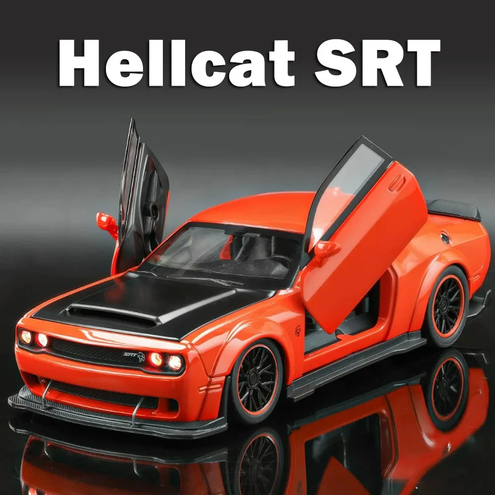 

Машинка-игрушка 1:32 Hellcat SRT Tomahawk, литая под давлением, со звуком и светом, с функцией отката, поворотом передних колес, подарок для друга на праздник