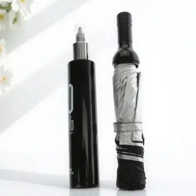 

Wine Bottle Umbrella Black 5Cm*30.5Cm Foldable Waterproof Uv Protection Compact Sun Rain Umbrella For Travel Beach Outdoor