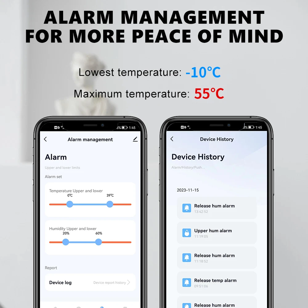 ONENUO Tuya Zigbee Indoor Temperature and Humidity Sensor Battery Powered ZigBee Smart Home Security Work With Alexa Google Home