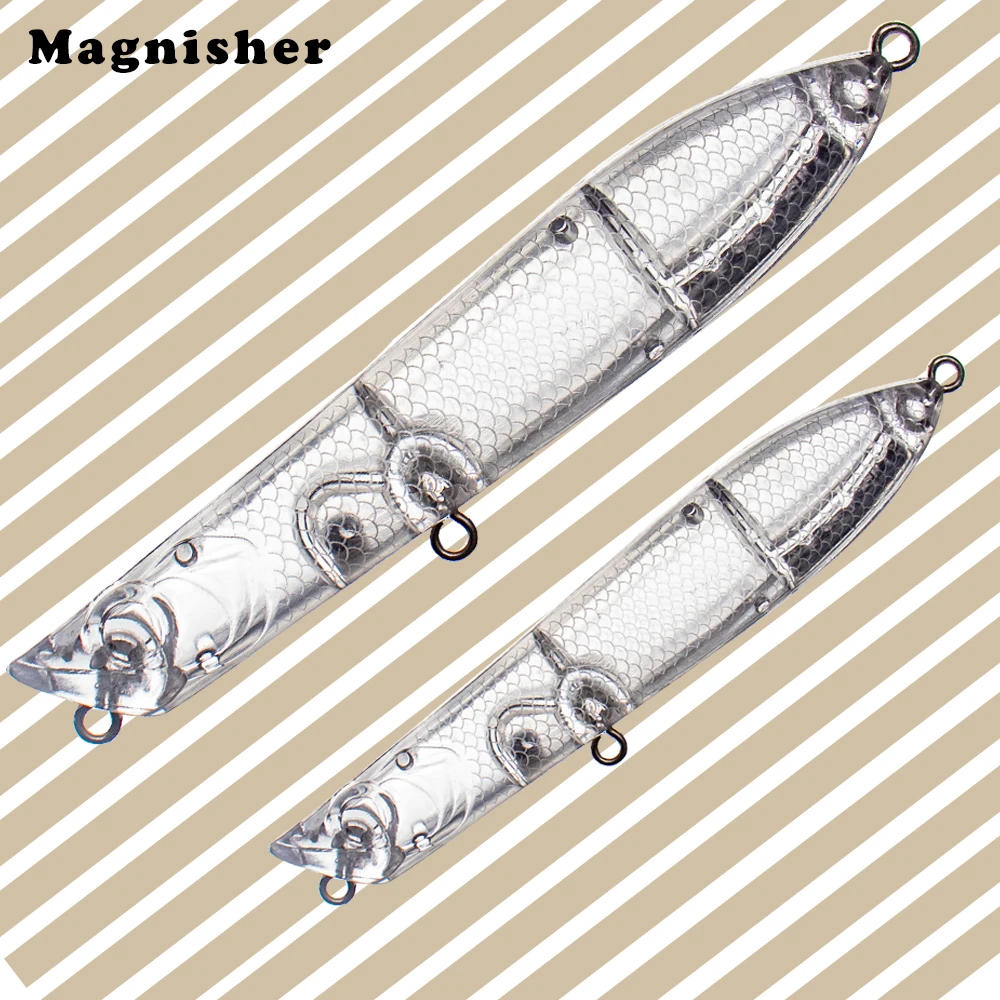 Magnisher 10 Stück unlackierte Bleistiftköder Topwater Angelköder Rohlinge 2 Größen Walk the Dogs für Barsch Hecht Angelköder DIY