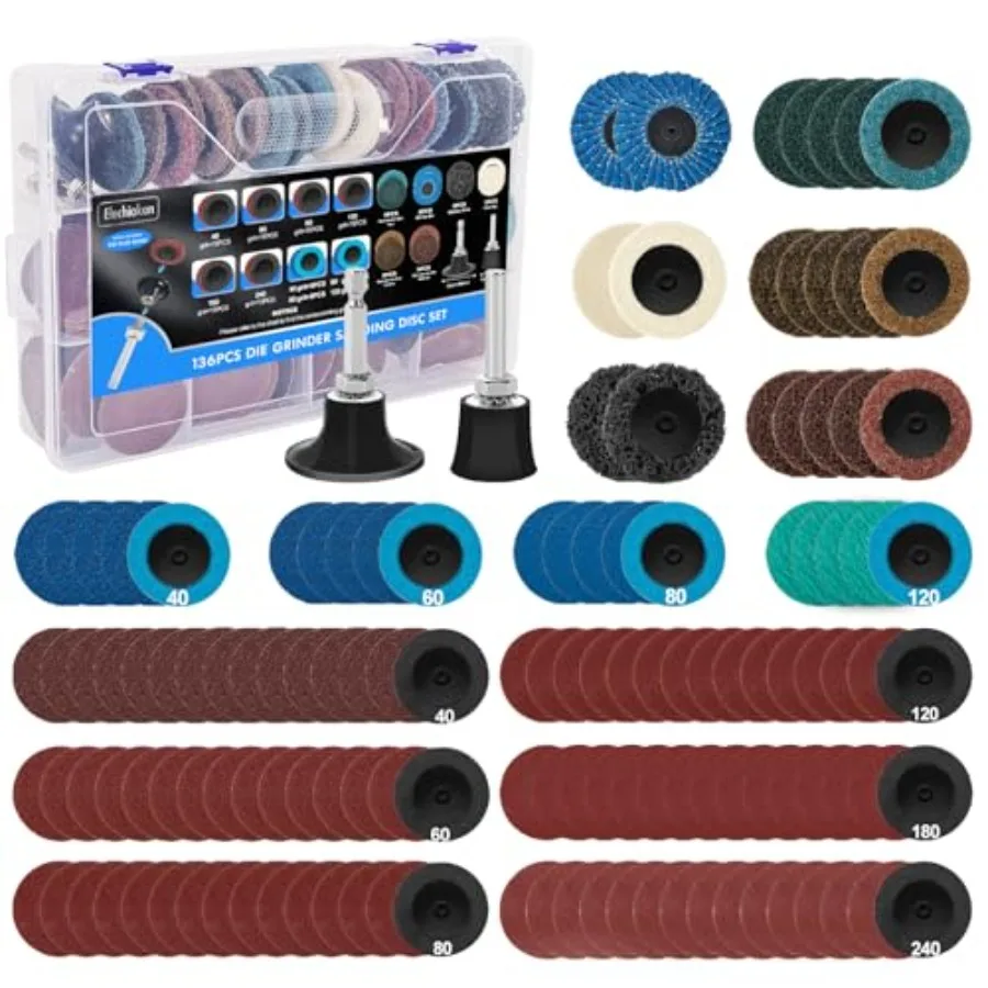 

2 Inch Die Grinder Sanding Discs Bits Accories, Quick Change Disc with 1/4 Roll Lock for Milwaukee Right Angle Die Grinder M12,