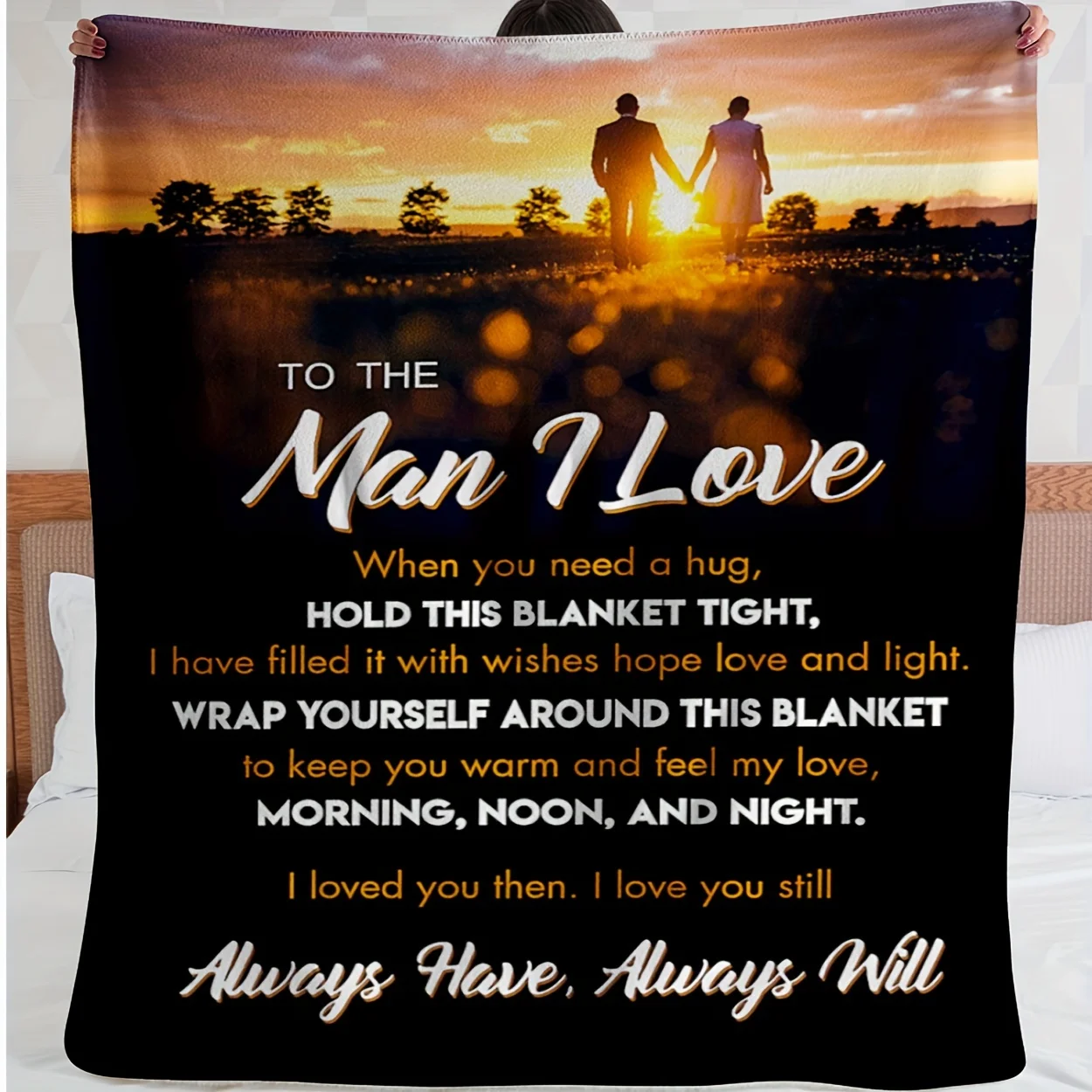 VIKAMA Valentine's Day Couple Sunset Silhouette Carpet Love Poem Gift for Boyfriend Long Distance Love Comfort