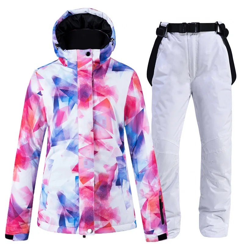 Women\'s Colorful Snow Suit Wear, Snowboard Clothing, Waterproof Costumes, Outdoor Ski Jacket, Strap Pants, Bibs, Winter, Fashion