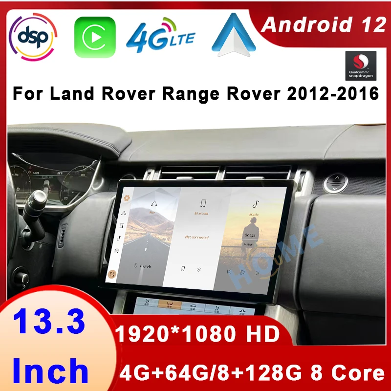 

Qualcomm 13.3" Android 12 128G Car Radio multimedia Player GPS For Land Rover Range Rover Evoque LRX L538 Vogue L405 Sports L494