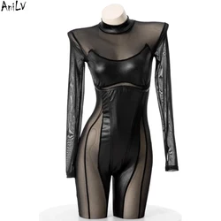 Anillv Cat Woman Agents Combat Uniform tuta attillata Cosplay Women Anime Movies killer Mesh Hollow body Clothes Costume