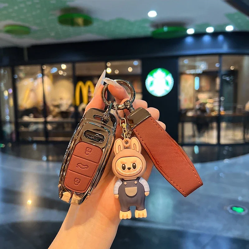 

Metal zinc alloy Car Key Case Cover For Audi A1 A3 A4 A5 A6 A7 A8 Quattro Q3 Q5 Q7 2009-2015 Protected Shell Fob Accessories Bag