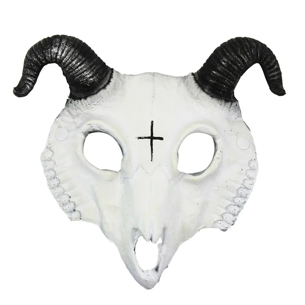 

Fancy Halloween Goat Horn Mask PU Full Face Bloody Skull Mask Headwear Antelope Masquerade