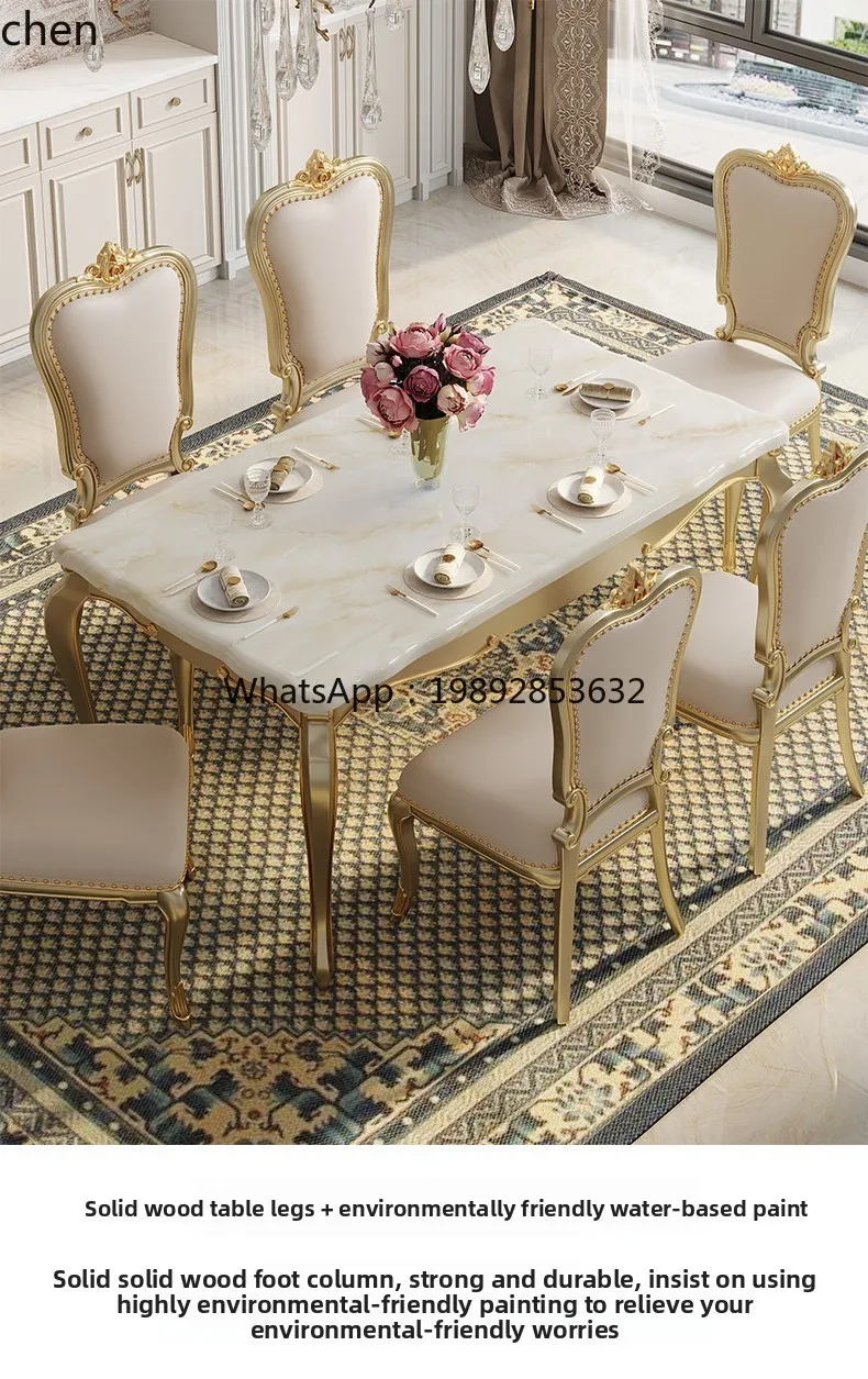 marble solid wood dining table household small apartment one table six chairs dining table and chair combination