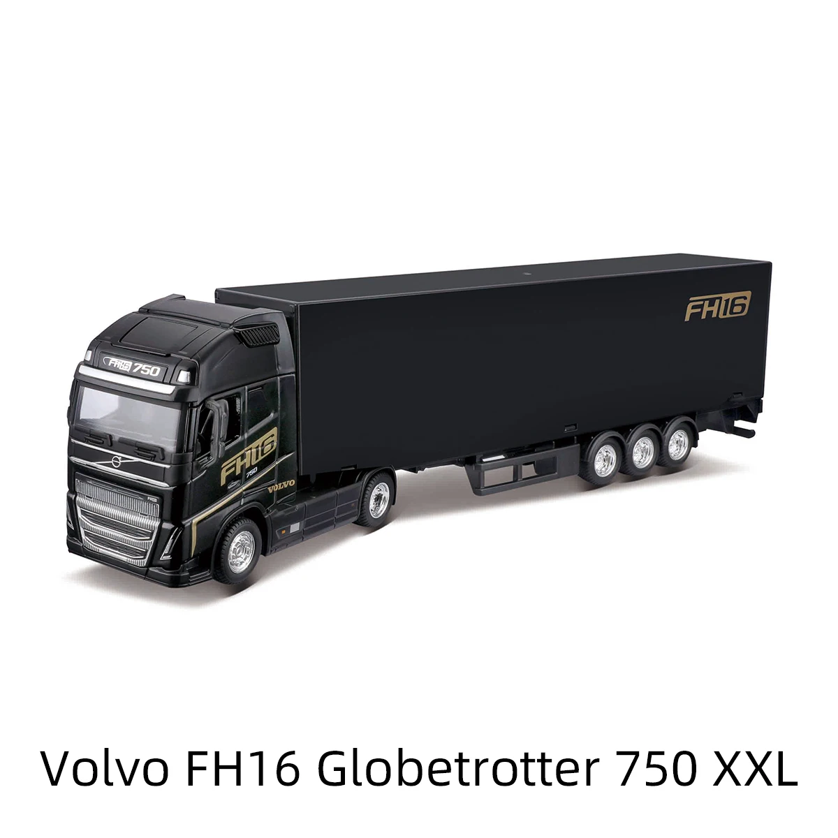 Bburago 1:43 Volvo FH16 Globetrotter 750 XX Trailer Heavy Tractor Truck Black Die Cast Collectible Hobbies Motorcycle Model Toys