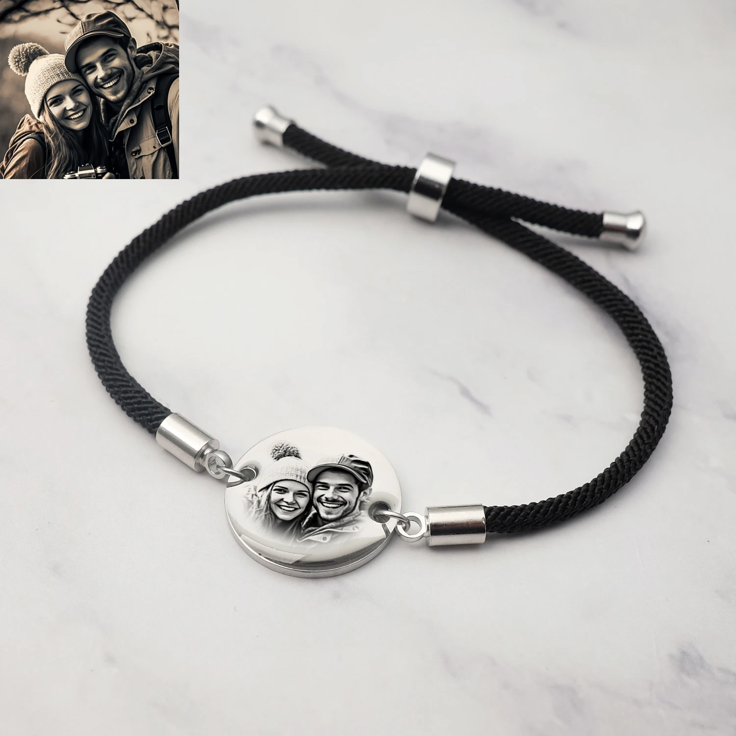 Pulseira foto personalizada para as mulheres, jóias personalizadas, amor, coração, retrato, presentes de aniversário