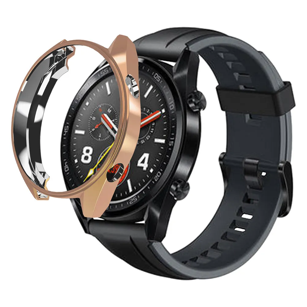 

46Mm Rose Gold Electroplated Tpu Case for Smart Watch 46Mm Protective Cover Frame Drop Bump Resistant Precise Cutout Easy