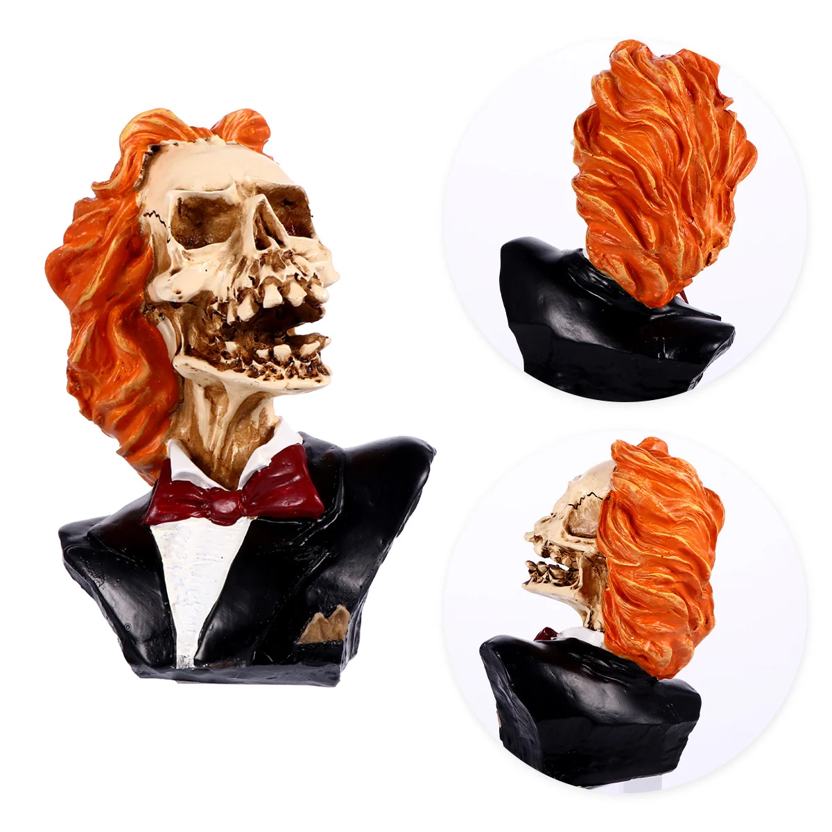 

Resin Skull Head Ornament Creepy Halloween Decor Head Craft Haunted House Prop Resin Skull Craft Sculpture Gift