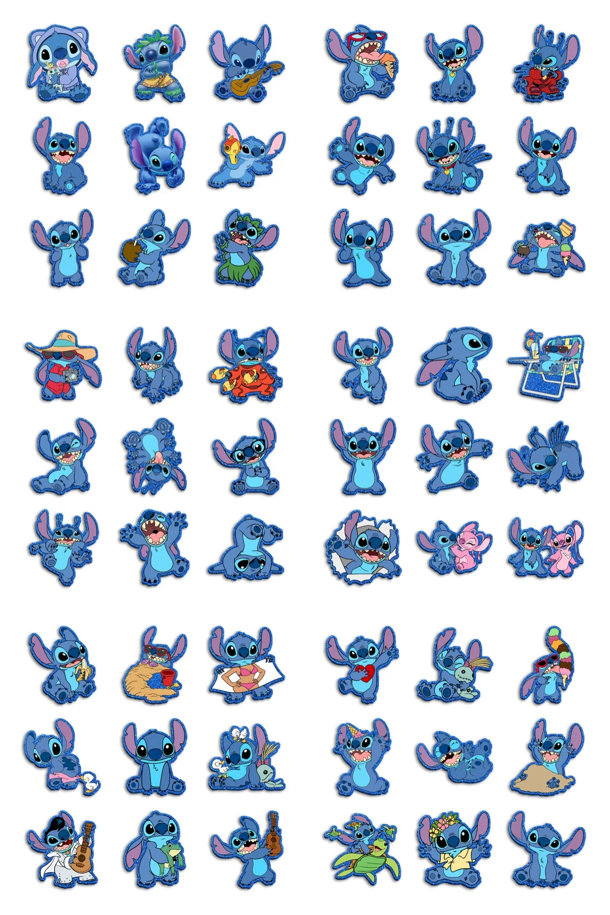 

Disney Stitch Blue Glitter Acrylic Charm DIY Keychain Shoe Pendant Cute Decor Craft Glimmers