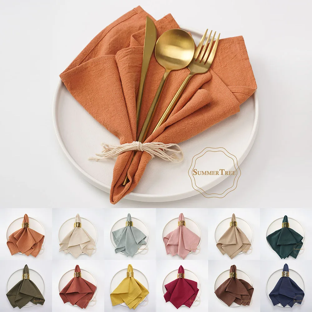 Table Napkin 40cm X 40cm Vintage Cloth Napkins Washed Cotton Tea Towel Dining Place Mats for Home Kitchen Wedding Party Decor