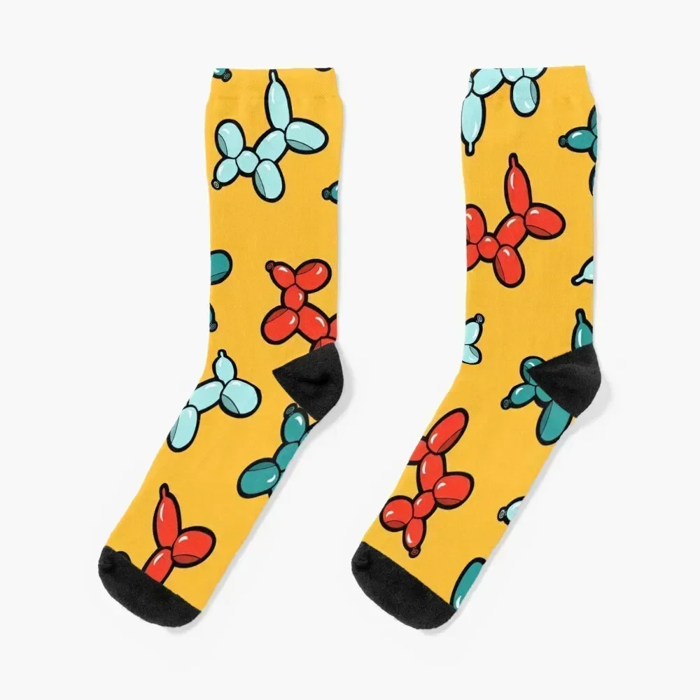 Balloon Animal Dogs Pattern in Yellow Socks happy heated with print designer Socks Girl Men's