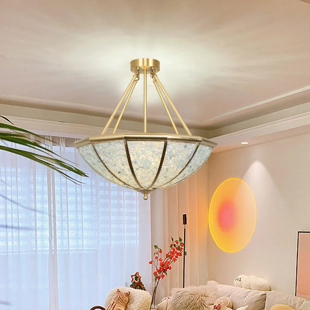 24-Inch Light Luxury Copper Natural Crystal Lamp in the Living Room Bedroom Study Lamp Hotel Room Exhibition Hall Lamp Creative