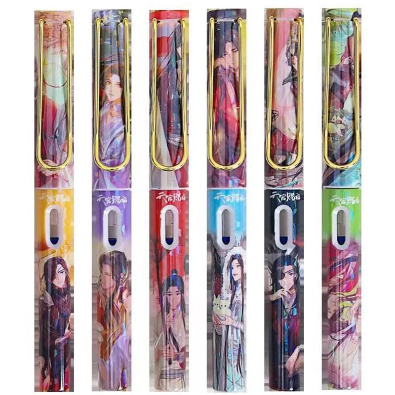 6Pcs/Box Anime Stationery Tian Guan Ci Fu Xie Lian Hua Cheng Erasable pen Cartoon Heaven Official's Blessing Medium Fountain Pen