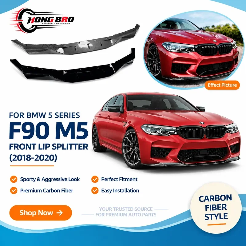 For BMW 5 Series M5 F90 2018-2020 Front Bumper Lip Spoiler Body Kit Exterior Modification Accessory Auto Styling Parts
