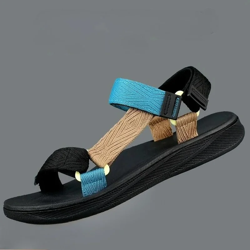 

New Outdoor Wadable Sandals Man Arch Support Yoga Mat Insole Gladiator Open Toe Outdoor Beach Slippers Antiskid Durable Flat Men