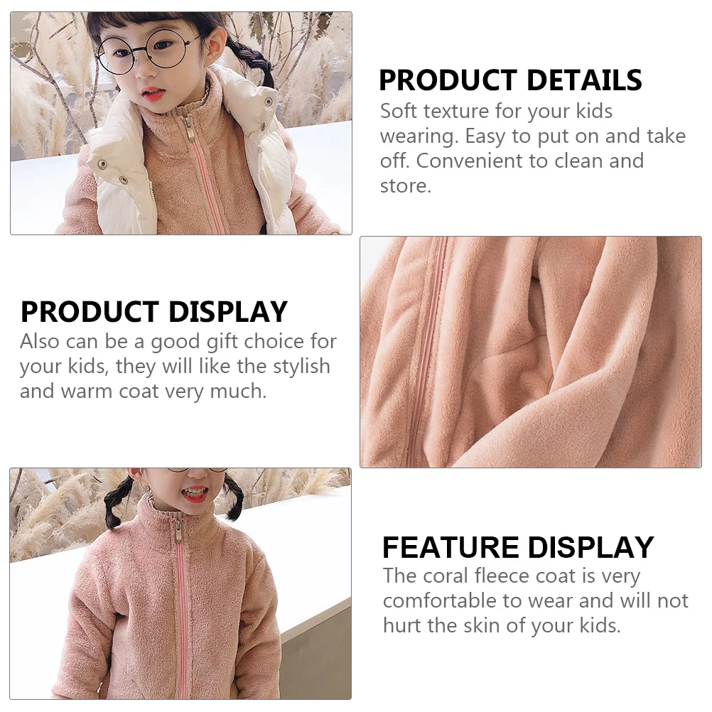 

1Pcs Comfortable Coral Fleece Coat for Kids Soft Texture Easy to Clean Stylish Warm Childrens Clothes Autumn Winter Gift