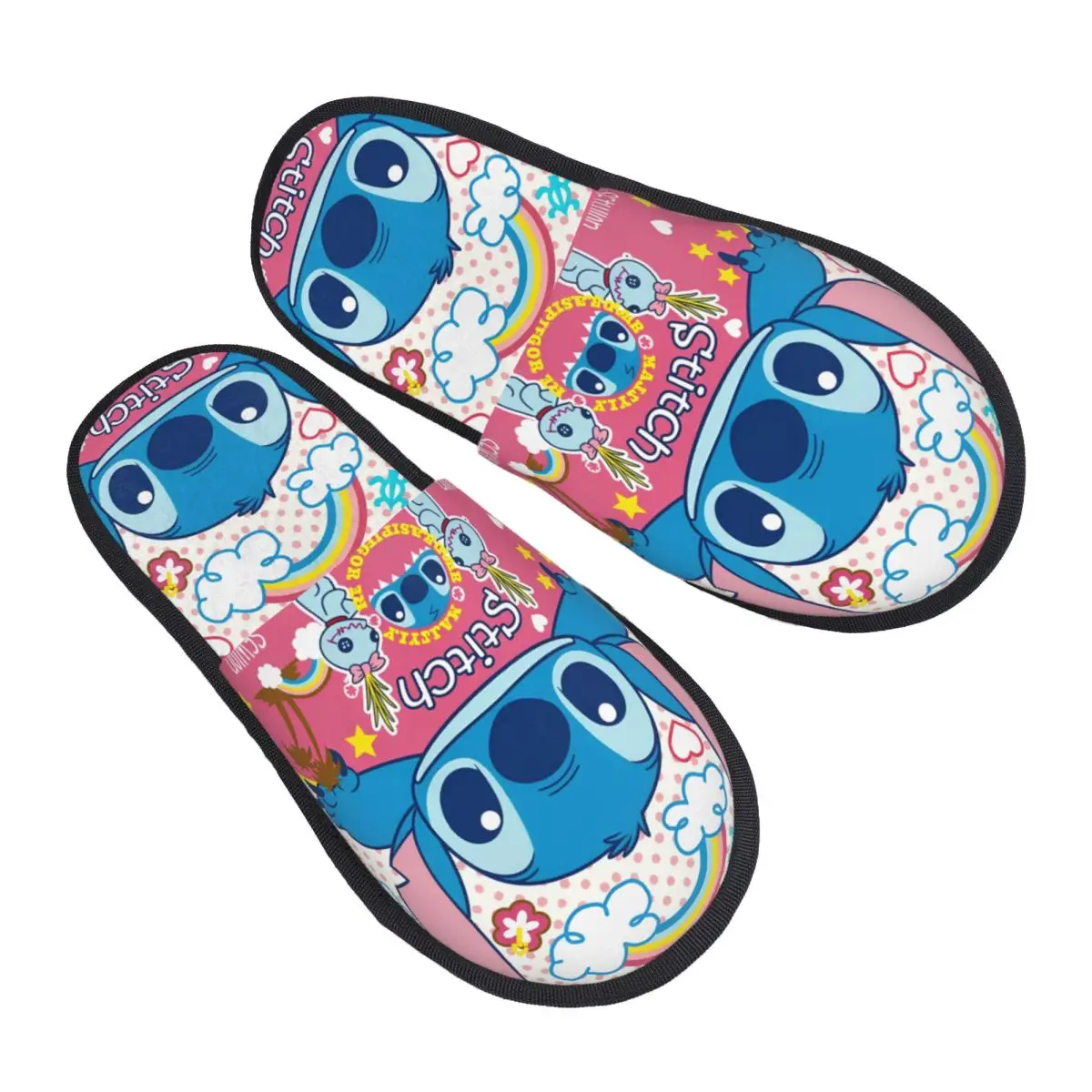 شبشب منزل شتوي كرتوني من Lilo And Stitch، شبشب داخلي ناعم من إسفنج الذاكرة مضاد للانزلاق