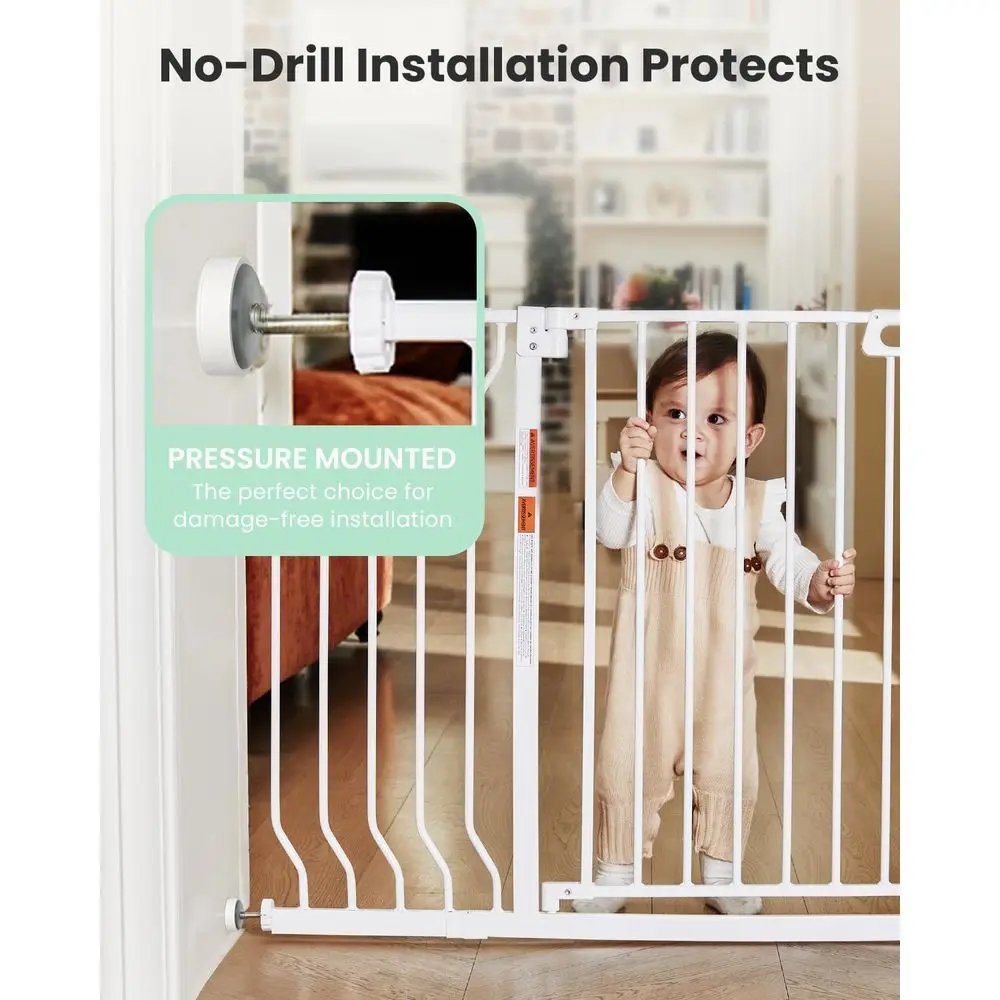 بوابة حيوانات أليفة قابلة للتعديل 30.5-53 ذات إغلاق تلقائي للسلالم والمداخل - سهلة التركيب وآمنة ومتينة