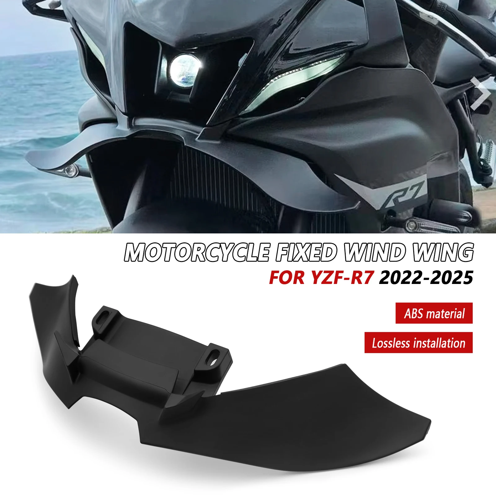 

For YAMAHA R7 2022-2025 Wind Wing Cover Cone Aerodynamics Fairing Winglets YZF-R7 2023 2024 2025 Motorcycle Front Lip YZF R7