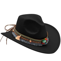 Children Felt Western Cowboy Hat Cowgirl Cap with Tassel Belt for Kids Girls Boys