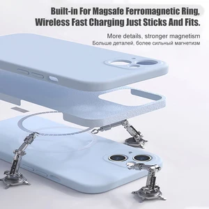 Magnetic Liquid Silicone Case para iPhone 15 14 13 12 11 Pro Max Mini XR XS 8 más SE para cubierta de carga inalámbrica Magsafe 10 mejores ventas Moto G Power 2022 - №1