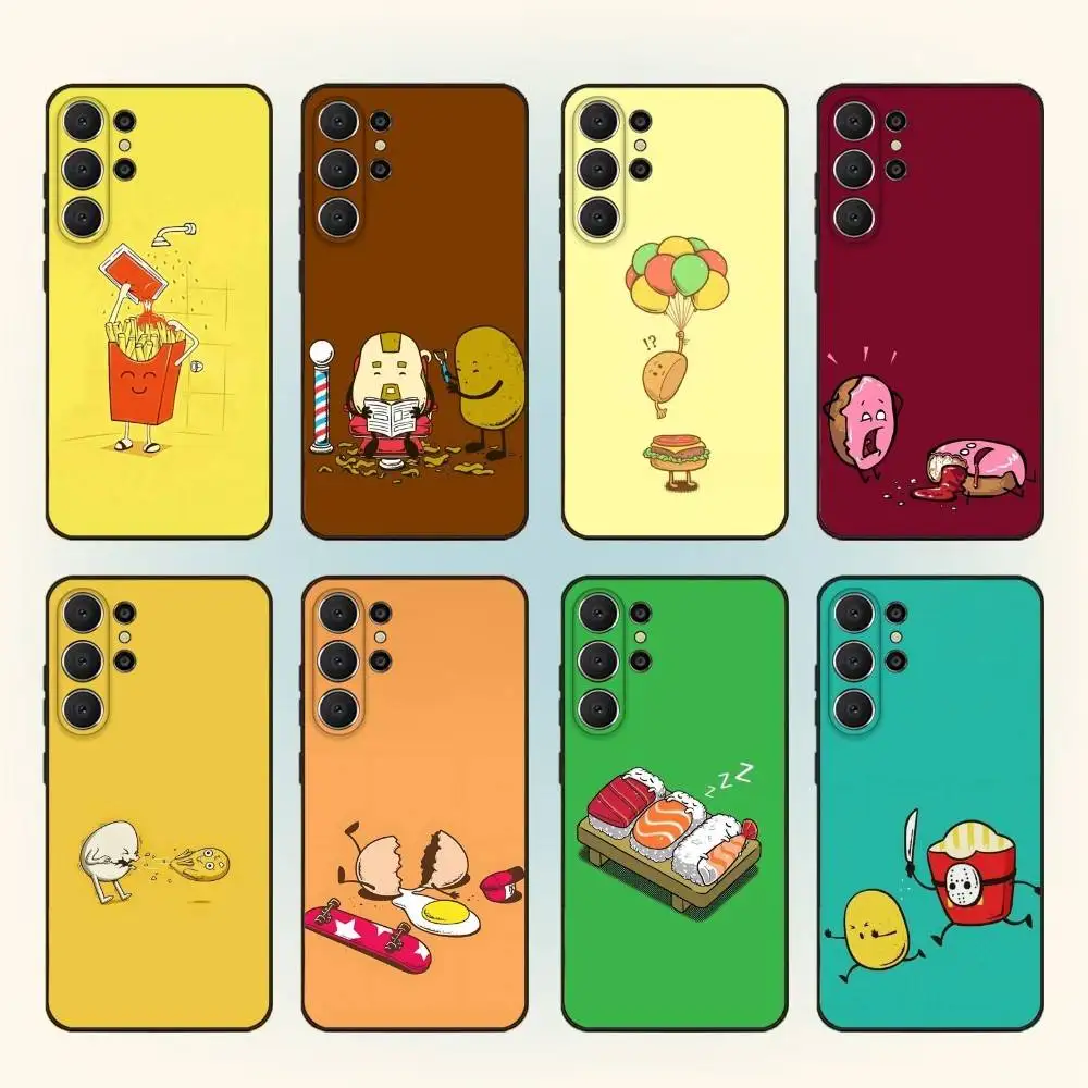 

Funny Cute Food Fancy Phone Case For Samsung S25,S24,S21,S22,S23,S30,Ultra,S20,Plus,Fe,Lite,Note,10,9,5G Black Cover