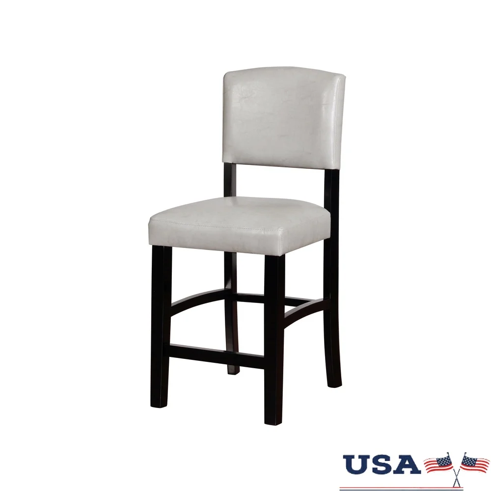 

Wood Counter Stool 24 Inch Seat Height Black Finish Faux Leather Padded Back Elegant Kitchen Dining Bar Indoor Use