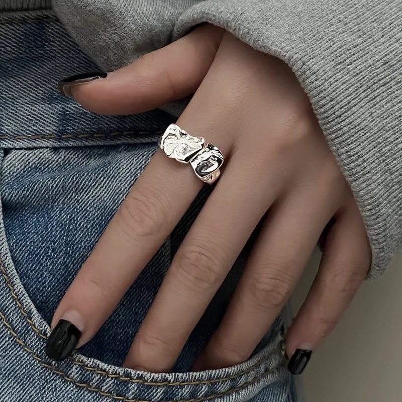 XIYANIKE Summer Irregular Lava Cuff Finger Rings For Women Girl Hip Hop Fashion New Jewelry Friend Gift Party anillos mujer
