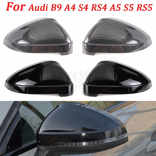 A4 A5 B9 tapas de espejo lateral plateado mate de fibra de carbono negro para Audi S4 RS4 S5 RS5 2017-2023 allroad Quattro reemplazar cubiertas