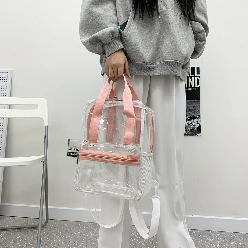 Mochila casual clara impermeável para mulheres, Bolsa de ombro dupla Bolsa de lazer ao ar livre feminina, Grande capacidade