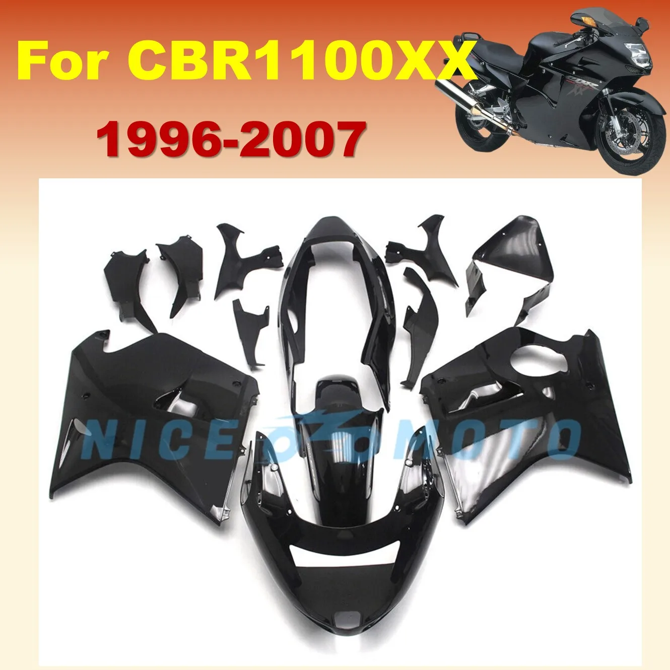 Blackbird For HONDA CBR1100XX CBR 1100XX  CBR1100 XX 1996 1997 1998 1999 2000 2001 02 03 04 05 06 2007 Fairing kit Black